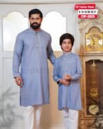 Father & Son Luxury Embroidery Panjabi – Sky Blue