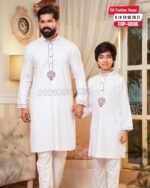 Father & Son Love Signature Panjabi – White