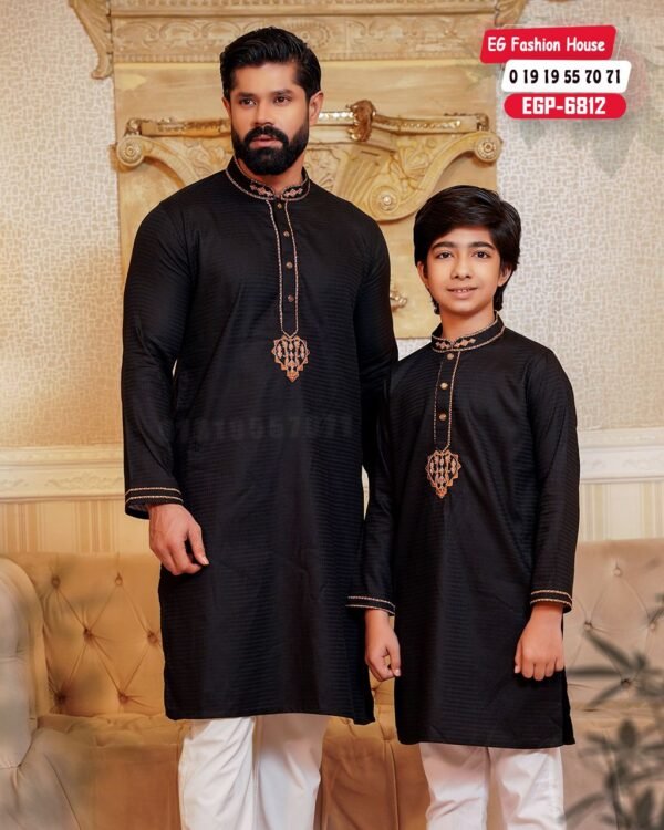Father & Son Love Signature Panjabi – Black