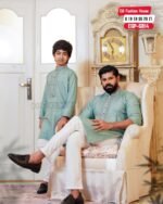Father & Son Luxury Embroidery Panjabi – Pastel Green