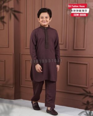 Exclusive Embroidery Kid's  Kabli - White
