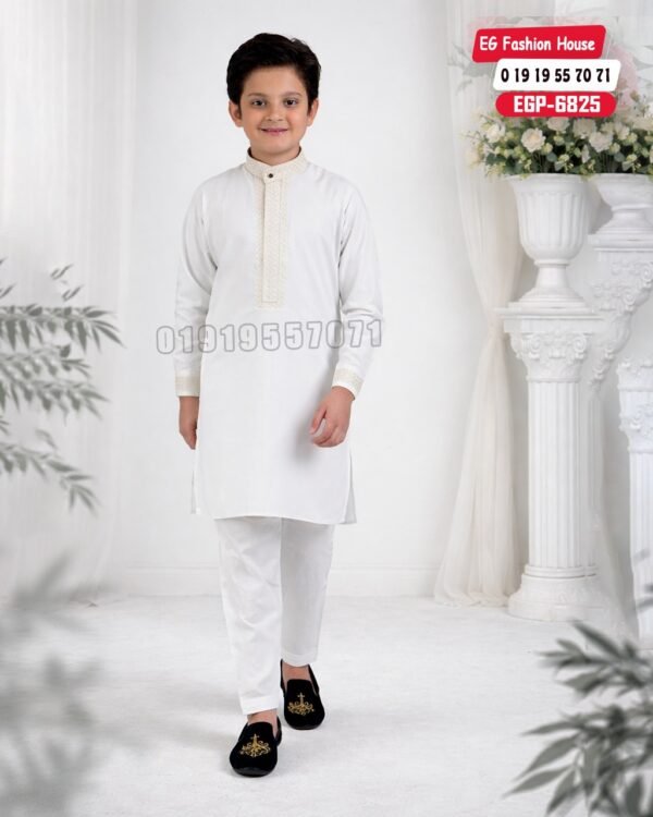 Exclusive Embroidery Kid's  Kabli - White