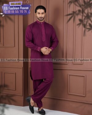 Embroidery Kabli Set - Deep Merun