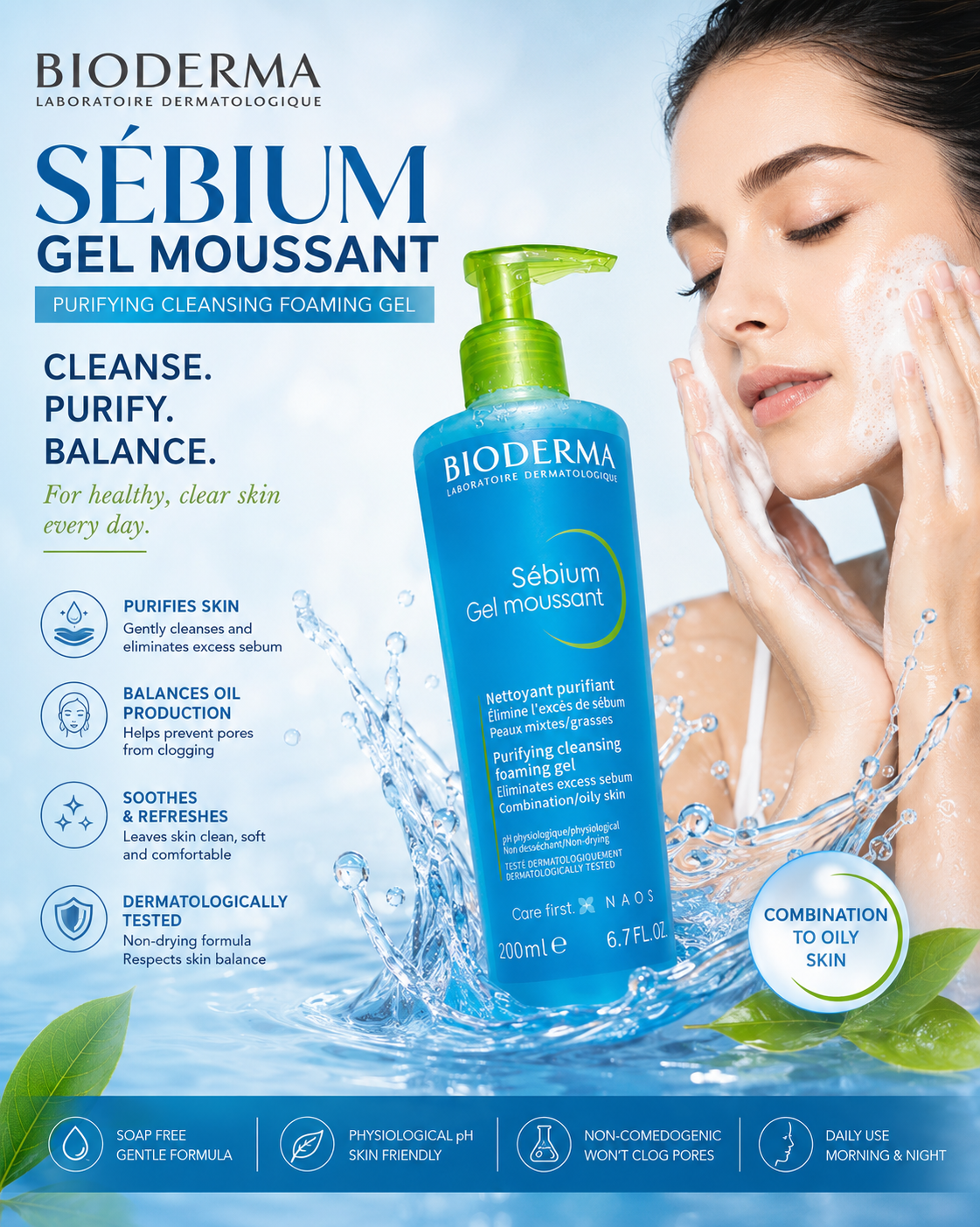 38521629-a72f-42bf-b4f5-6210da75b21a Bioderma Sébium Gel Moussant Purifying Cleansing Foaming Gel (200ml) 🧴✨ - Image 1
