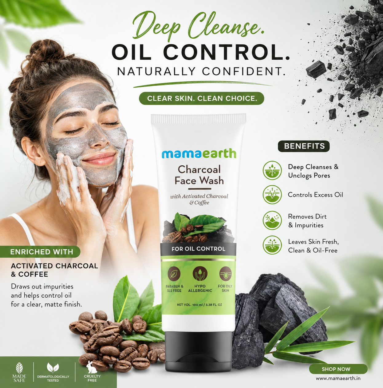 41879f8d-c4ca-4fd5-8dc3-bcb3d4d61ee8 Mamaearth Charcoal Face Wash 🌿 - Image 1