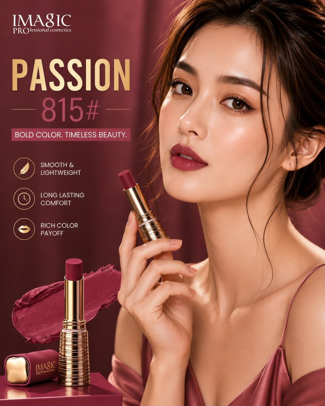 736420446_3192148837662546_4854238389951393704_n IMAGIC Waterproof Matte Long Lasting Lipstick Shade: 815# Passion 💋 - Image 1