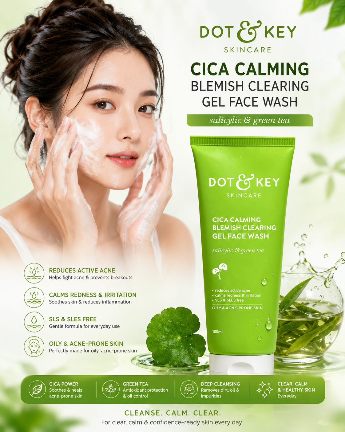 881625d9-6466-48d8-b89a-fb89afa77b7e ✨ Dot & Key Cica Calming Blemish Clearing Gel Face Wash ✨ - Image 1