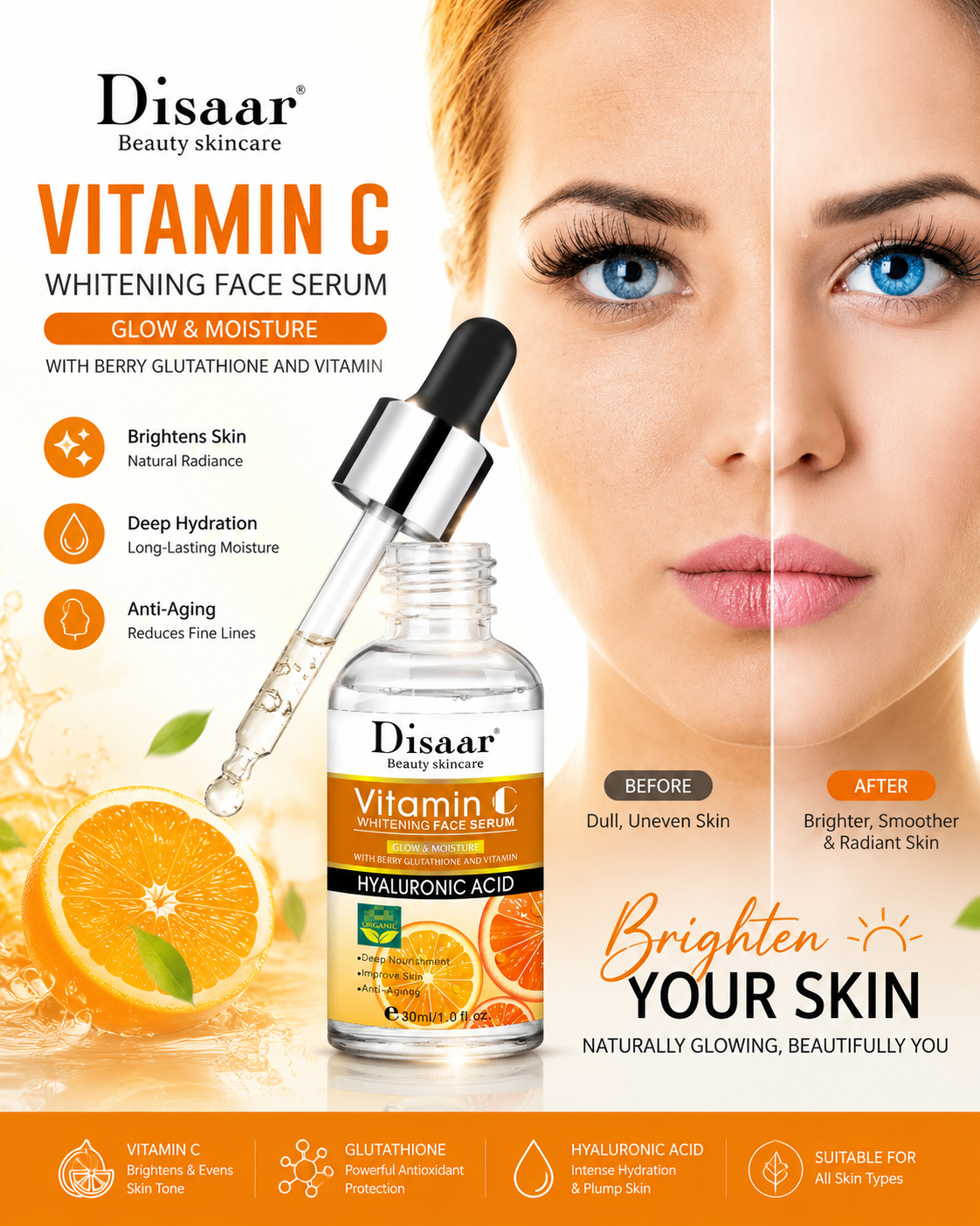 b85e5c68-dd92-4783-9d99-c7ee68bfb4fe Disaar Beauty Skincare Vitamin C Whitening Face Serum (30ml) 🌟 - Image 1