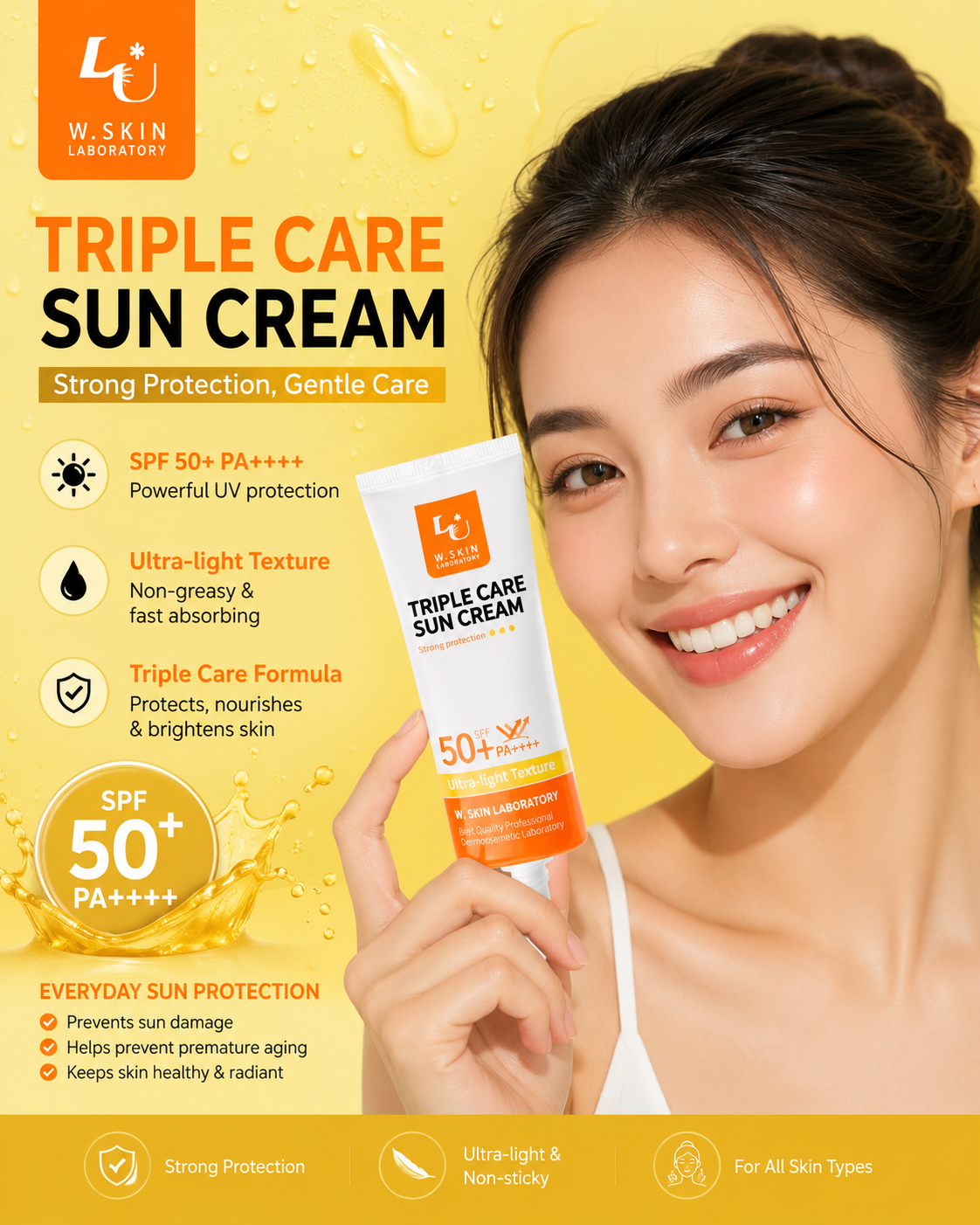 e9a10a85-a777-43a7-b202-4688a7af0877 W. Skin Laboratory Triple Care Sun Cream SPF50+ PA++++ (60g) 🌟 - Image 1