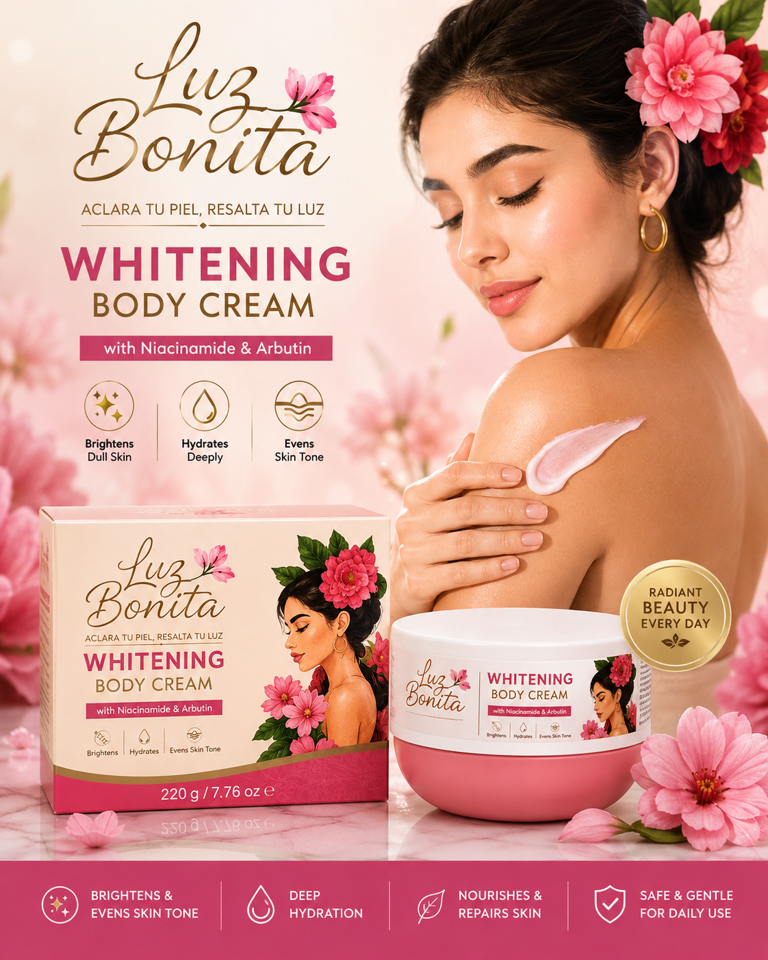 41a1d6e0-94b7-4b15-acbd-9e853d2c1cc6 Luz Bonita Whitening Body Cream with Niacinamide & Arbutin ✨ - Image 1