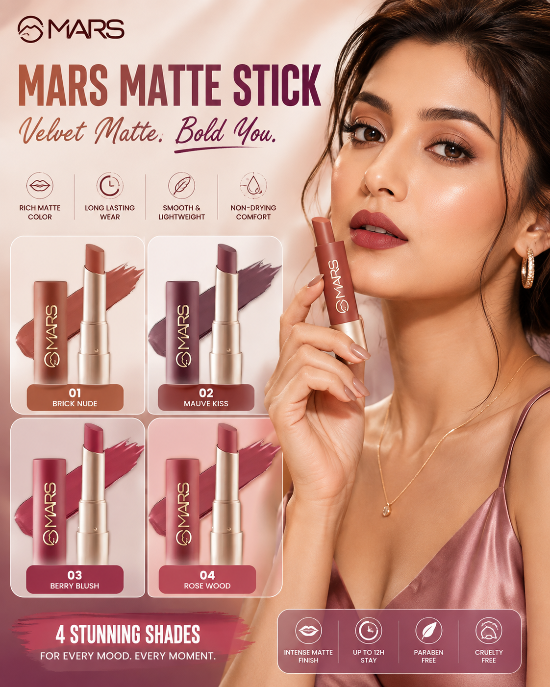 5af223af-3f95-420d-97f1-f122ad4db9a0 MARS Creamy Matte Lipstick (4 Pcs Combo Set) - Image 1