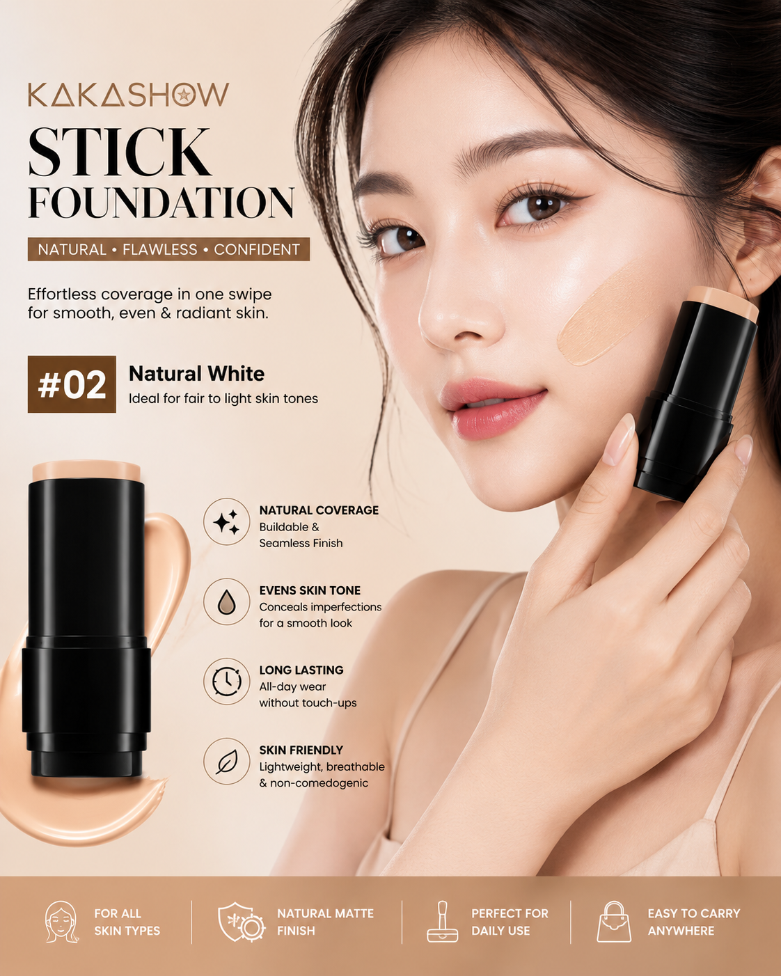 f833c2ab-84e0-4e7d-af31-869618513c98 ✨ KAKASHOW Stick Foundation (#02 Natural White) ✨ - Image 1
