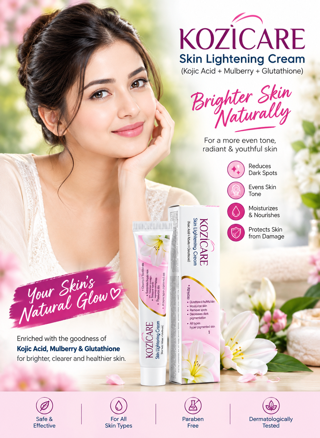 228618d6-41dd-4d58-a5c2-41e9dce471ed KOZICARE Skin Lightening Cream (Kojic Acid + Mulberry + Glutathione) 🌸✨ - Image 1